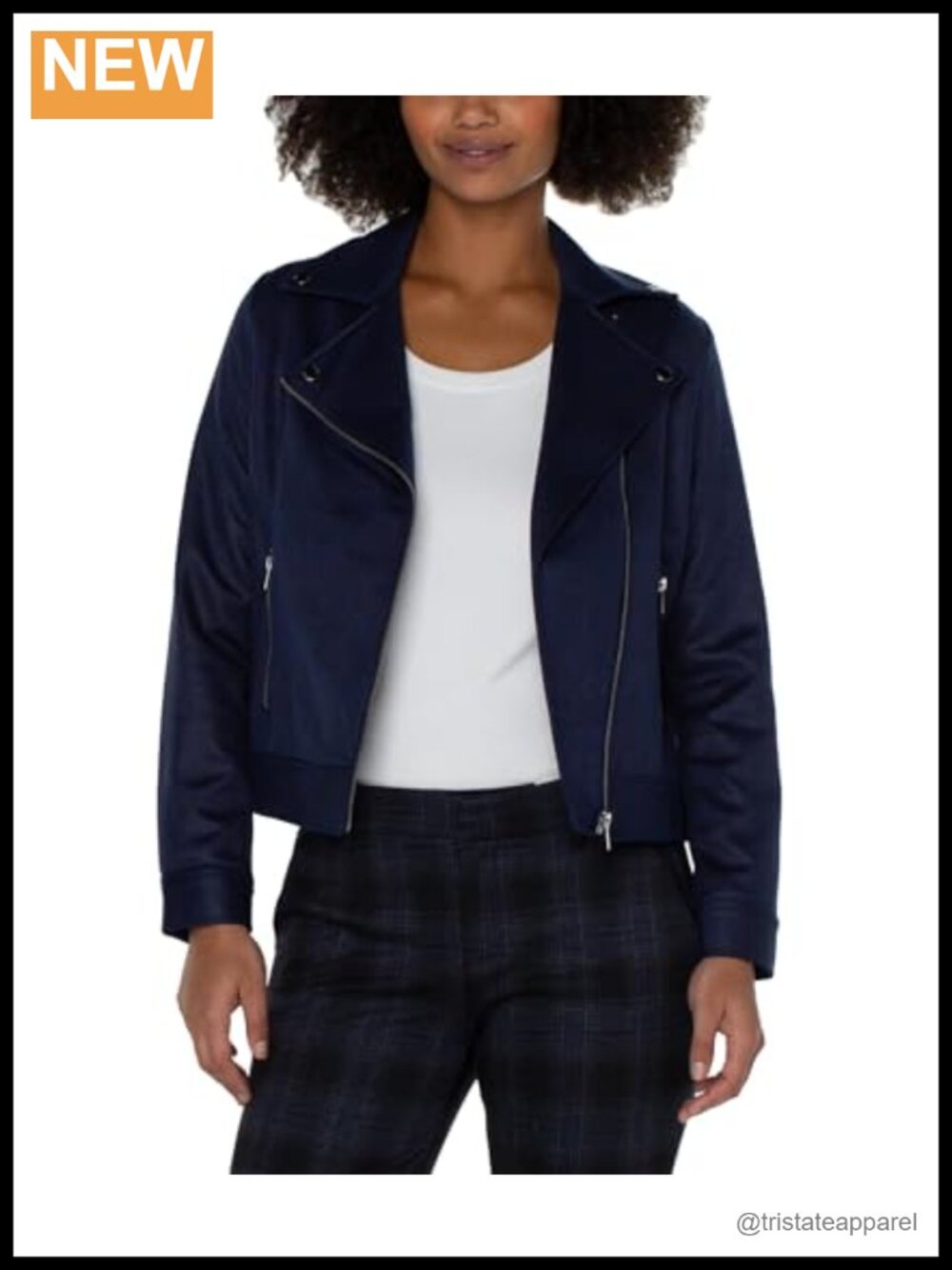 Faux Leather Moto Jacket with Zip Closure and Notch Collar Women's Casual